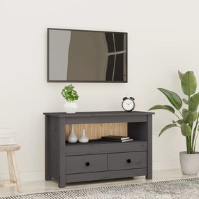 vidaXL Comodă TV, gri, 79x35x52 cm, lemn masiv de pin