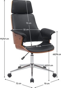 Scaun birou, negru / nuc, HEKTOR