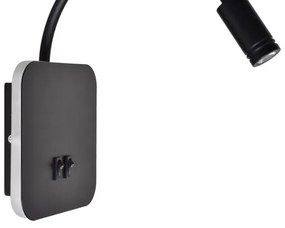 Veioză LED flexibilă de perete BASE 1xLED/8W+1xLED/2W/230V negru/argintiu