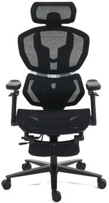 ErgoMesh X863 Scaun ergonomic, Sezut Translatie, cotiere 6D, Tetiera 3D, Suport lombar automat, Suport picioare, Baza Aluminiu, Full Mesh, Negru