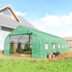 Outsunny Sera gradina, tip tunel, sera pentru plante, legume, fructe si structura din otel, Verde | Aosom Romania