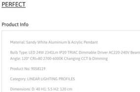 Lustra LED suspendata design circular PERFECT 40cm alba CCT Dimmable