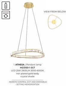 Lustra suspendata LED CCT si telecomanda ATHESA