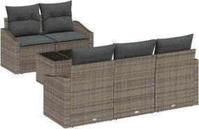 vidaXL Set de canapea cu pernă cu depozitare 6 pcs Gri poliratan