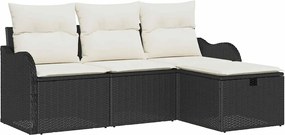 vidaXL Set de canapele pentru grădină cu pernă 4 pcs Rattan poli