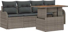 vidaXL Set de canapele pentru grădină 5 pcs Gri poliratan