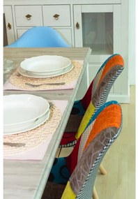 Scaun, ţesătură patchwork/lemn, KIMA NEW TYP 2