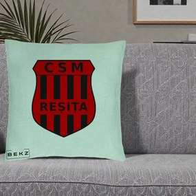 Perna Personalizata CSM Resita Fotbal, 40x40 cm, Verde Menta, Husa Detasabila, Perna Inclusa, BEKZ®