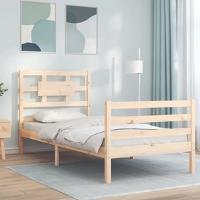 3194406 vidaXL Cadru de pat cu tăblie single, lemn masiv