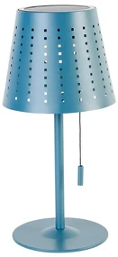 Lampă de masă de exterior albastră cu LED, cu 3 trepte de luminozitate, reîncărcabilă și solară - Ferre