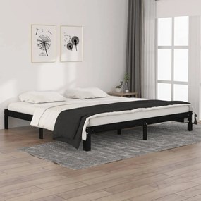 810389 vidaXL Cadru de pat, negru, 200x200 cm, lemn masiv de pin