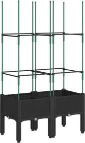 vidaXL Jardinieră de grădină cu spalier, negru, 80x40x142,5 cm, PP