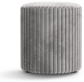 Taburet gri deschis cu tapițerie din catifea reiată Dia – Micadoni