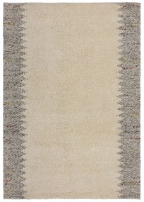 Covor gri/crem țesut manual din amestesc de lână 80x150 cm Minerals Border – Flair Rugs