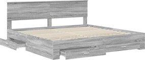 vidaXL Cadru de pat cu headboard Gri Sonoma 200 x 200 cm Lemn compozit