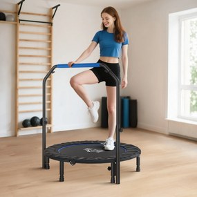 HOMCOM Mini Trampolin Fitness Pliabil de 45" cu Mâner Reglabil din Spumă, Albastru | Aosom Romania
