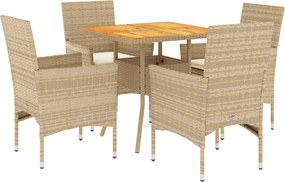 vidaXL Set mobilier grădină cu perne 5 piese bej poliratan/lemn acacia