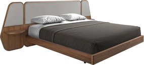 Pat dublu tapitat design LUX Grey-Walnut, 180x200cm