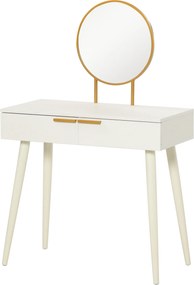 HOMCOM Masă de Toaletă/Machiaj cu Oglindă și 2 Sertare pentru Accesorii, Toaletă de Machiaj din Lemn, 80x40x123 cm, Alb | Aosom Romania