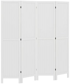 HOMCOM Paravan din lemn, separator de cameră, cloison interieur pliabil cu 4 panouri din lemn 160 x 170 cm alb | Aosom Romania