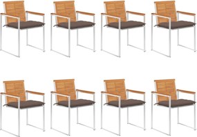 vidaXL Scaune de grădină cu perne, 8 buc., lemn masiv de acacia