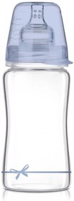 Biberon din sticlă LOVI - 150ml, Diamond Glass,- fundiță - albastru