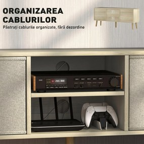 HOMCOM Comodă TV pentru TV de până la 50", cu 2 sertare detașabile și 2 rafturi deschise, 110x29x46,5 cm, aspect lemn și bej | Aosom Romania