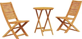 vidaXL Set Bistro Pliabil 3 pcs Maro Lemn Solid de Acacia