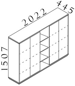 Dulap înalt Creator 202,2 x 44,5 x 150,7 cm, antracit / alb