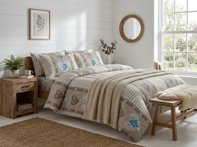 Lenjerie de pat creponata HEART RETRO POLY maro Dimensiune lenjerie de pat: 70 x 90 cm | 140 x 200 cm