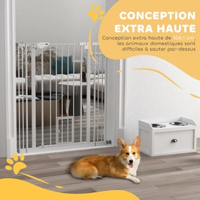 PawHut Barieră de siguranță pentru animale de 104,1H cm cu poartă închidere automată sistem dublu de blocare alb | Aosom Romania