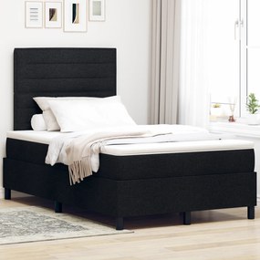 vidaXL Pat cu saltea cu arcuri și LED negru 120 x 200 cm, cadru din țesătură