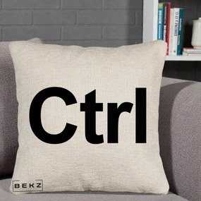 Perna Personalizata Tasta Ctrl Tipografie Bold, 40x40 cm, Bej Canapea, Husa Detasabila, Perna Inclusa, BEKZ®