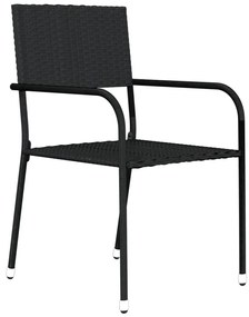 Set mobilier de gradina, 3 piese, negru Negru, Lungime masa 80 cm, 3