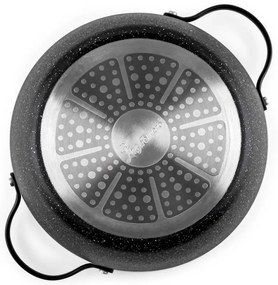 Cratiță Luigi Ferrero Symphony FR-2410, 24x11.5 cm, 4.3 l, Acoperire antiaderentă, Capac din sticlă cu gaură pentru abur, Mânere din oțel cu PVD, Inducție, Marmură neagră