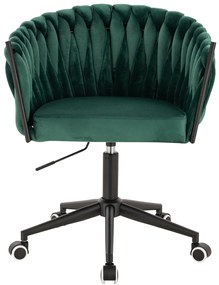 HR750K Scaun Verde din Catifea cu Bază Neagră