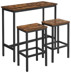 Set masă de bar + 2 scaune de bar BARTIS, maro/negru