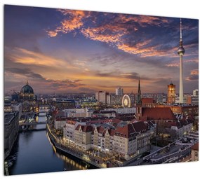 Tablou pe sticlă - Apus de soare în Berlin (70x50 cm)