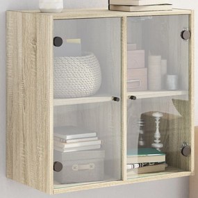 vidaXL Dulap de perete cu uși din sticlă, stejar sonoma, 68x37x68,5 cm