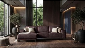 Colțar maro închis cu tapițerie din imitație de piele (colț pe partea stângă ) Copenhagen – Scandic