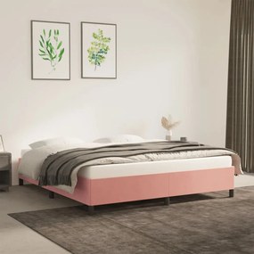 Cadru de pat, roz, 160x200 cm, catifea Roz, 35 cm, 160 x 200 cm