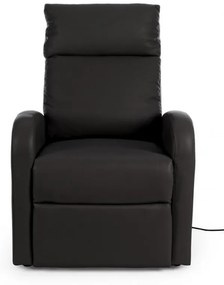 Fotoliu recliner electric negru din piele ecologica si lemn, Alzapersona Bizzotto