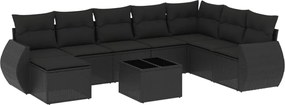 vidaXL Set mobilier de grădină cu perne, 9 piese, negru, poliratan