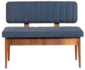 Masă de sufragerie extensibilă cu 2 scaune și 2 bănci Vlasta (nuc + albastru închis). 1072191