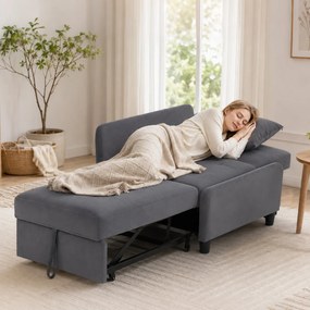 HOMCOM Fotoliu Extensibil 4 în 1 Tapițat, Rabatabil 3 Poziții, Catifea cu Roți, 73x90x83 cm, Gri Închis | Aosom Romania