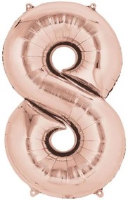 Numere Balon din folie număr gigant Rose Gold 8, 86*53 cm
