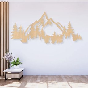 SENTOP | Pictură murală din lemn reprezentând un peisaj montan cu o pădure | SIERRAA
