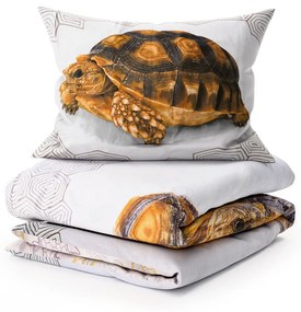 Lenjerie de pat 3D din bumbac TURTLE alb Dimensiune lenjerie de pat: 70 x 90 cm | 140 x 200 cm