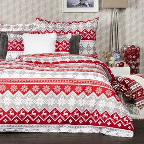 Lenjerie de pat din bumbac Crăciun 4Home Red Nordic, 220 x 200 cm, 2 buc. 70 x 90 cm