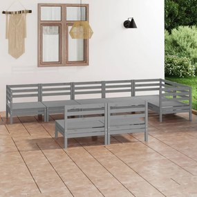 3082759 vidaXL Set mobilier de grădină, 8 piese, gri, lemn masiv de pin